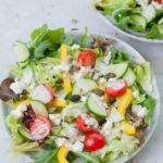 Salad with yogurt dressing pinnable image.