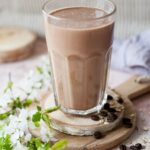 coffee banana smoothie in a glass