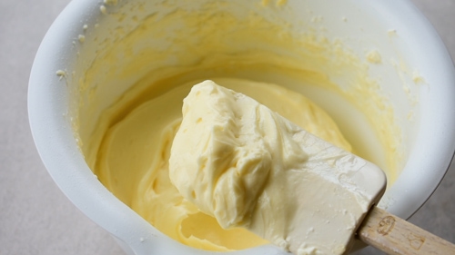 cream cheese frosting in a bowl