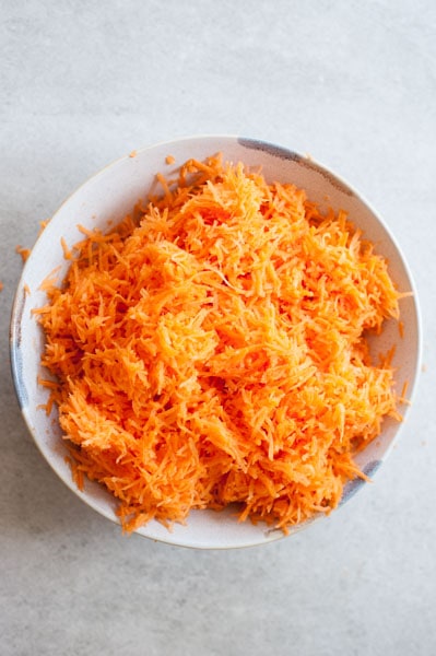 grated carrot in a bowl