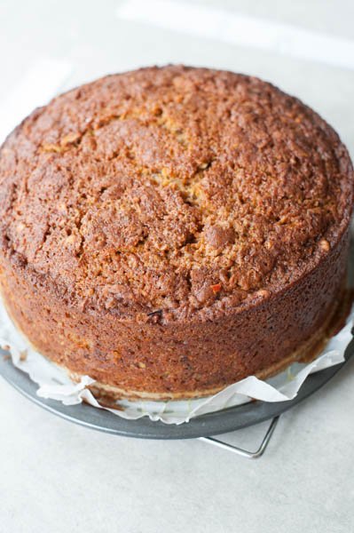 baked carrot cake on a cooling rack