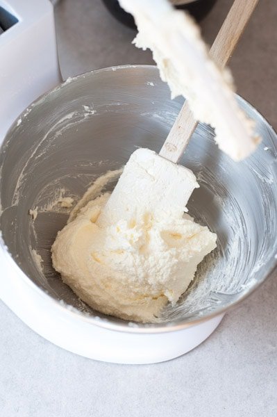 beaten sugar with butter in a mixer bowl