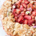 close up photo of strawberry rhubarb galette