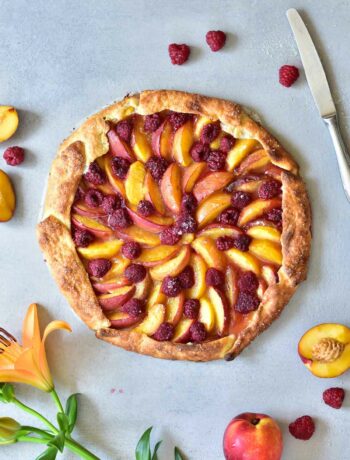 nectarine galette with raspberries