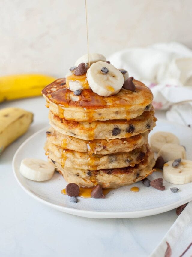 Banana chocolate chip pancakes