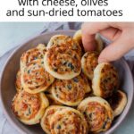 Puff pastry pinwheels pinnable image.