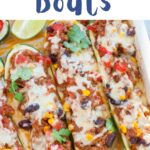 Mexican zucchini boats pinnable image.