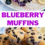 Blueberry muffins pinnable image.