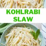 Kohlrabi slaw pinnable image.