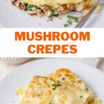 Mushroom crepes pinnable image.