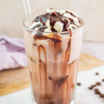 Iced mocha in a glass.