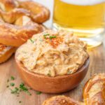 Obatzda dip in a brown bowl.