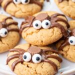 Spider cookies on a white plate.