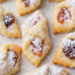 Kolaczki cookies on a grey background.