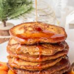 Gingerbread pancakes pinnable image.